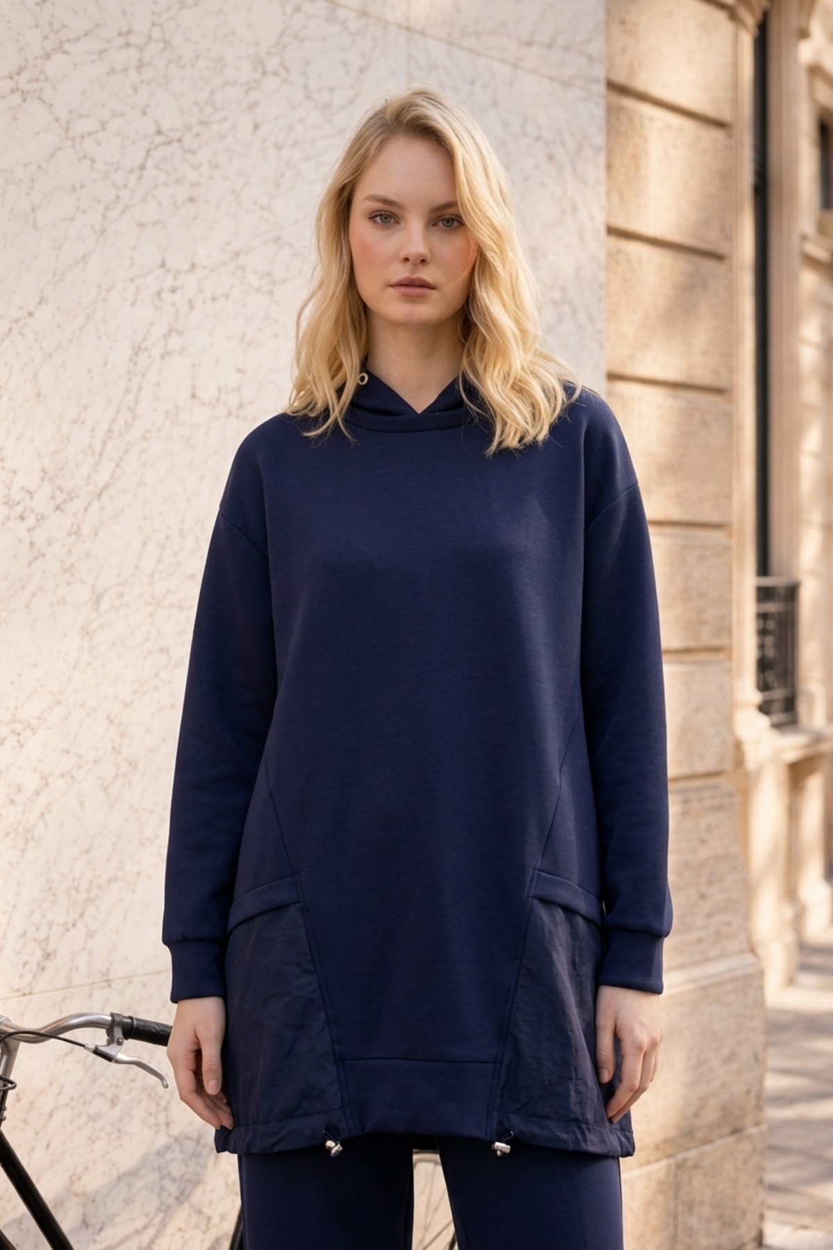Kapüşon Detaylı Pantolonlu Takım 14539 F.Navy Takım PUANE 