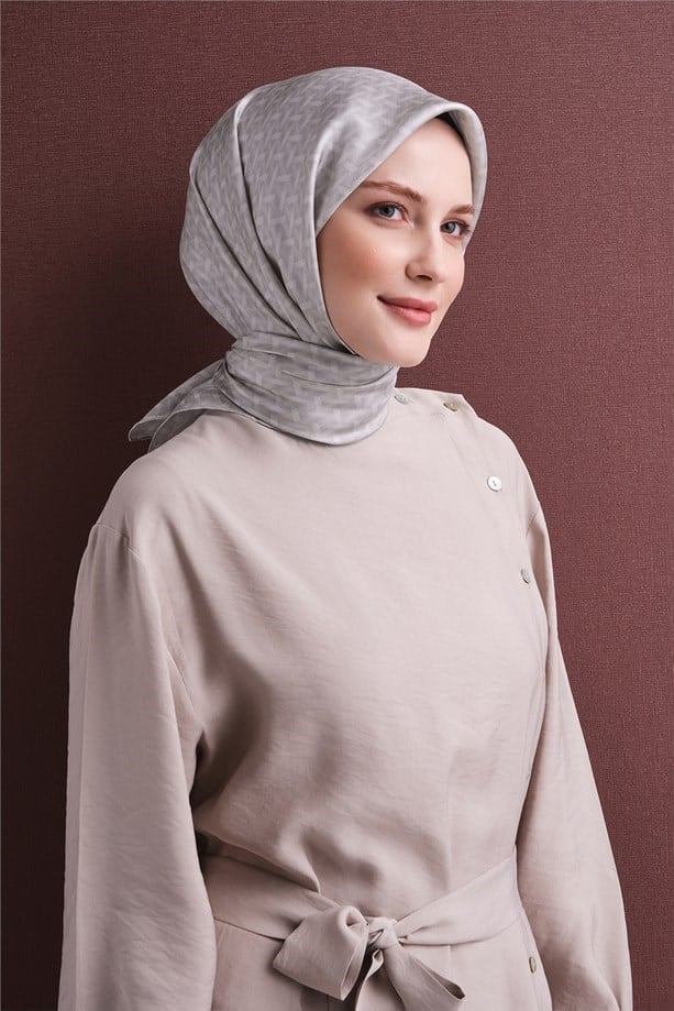 Armine Dj Saf Twill İpek Eşarp 9622D (T) - Gri Eşarp ARMİNE 