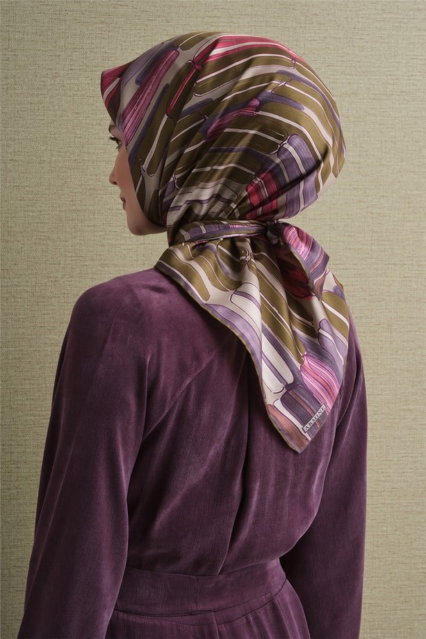Armine Dj Saf Twill İpek Eşarp 9616D (T) - Lila Eşarp ARMİNE 