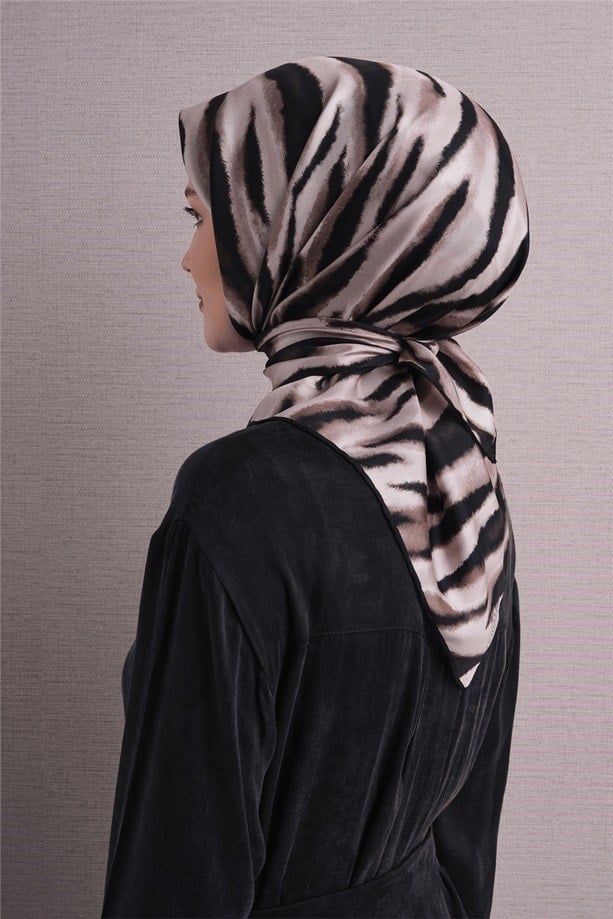 Armine Dj Saf Twill İpek Eşarp 9629D (T) - Siyah Eşarp ARMİNE 