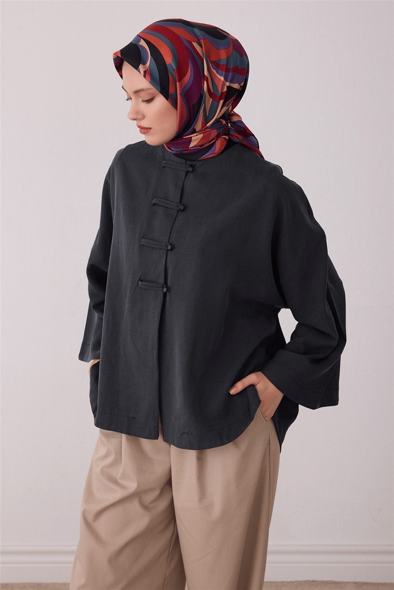 Belli 4414 Dalga Katmanları Soyut %100 Twill İpek Eşarp Mor Eşarp BELLI 