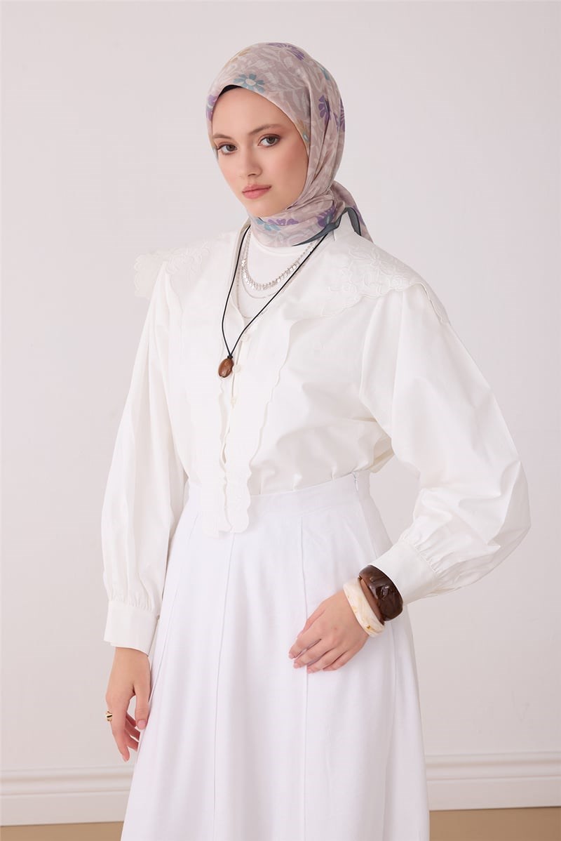 Belli 5175 Çiçek Desenli Rozy Eşarp Zümrüt Eşarp BELLI 