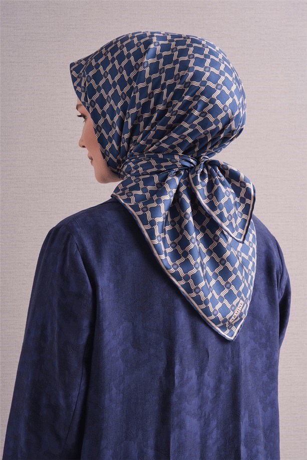 Armine Dj Saf Twill İpek Eşarp 9636D (T) - İndigo Eşarp ARMİNE 