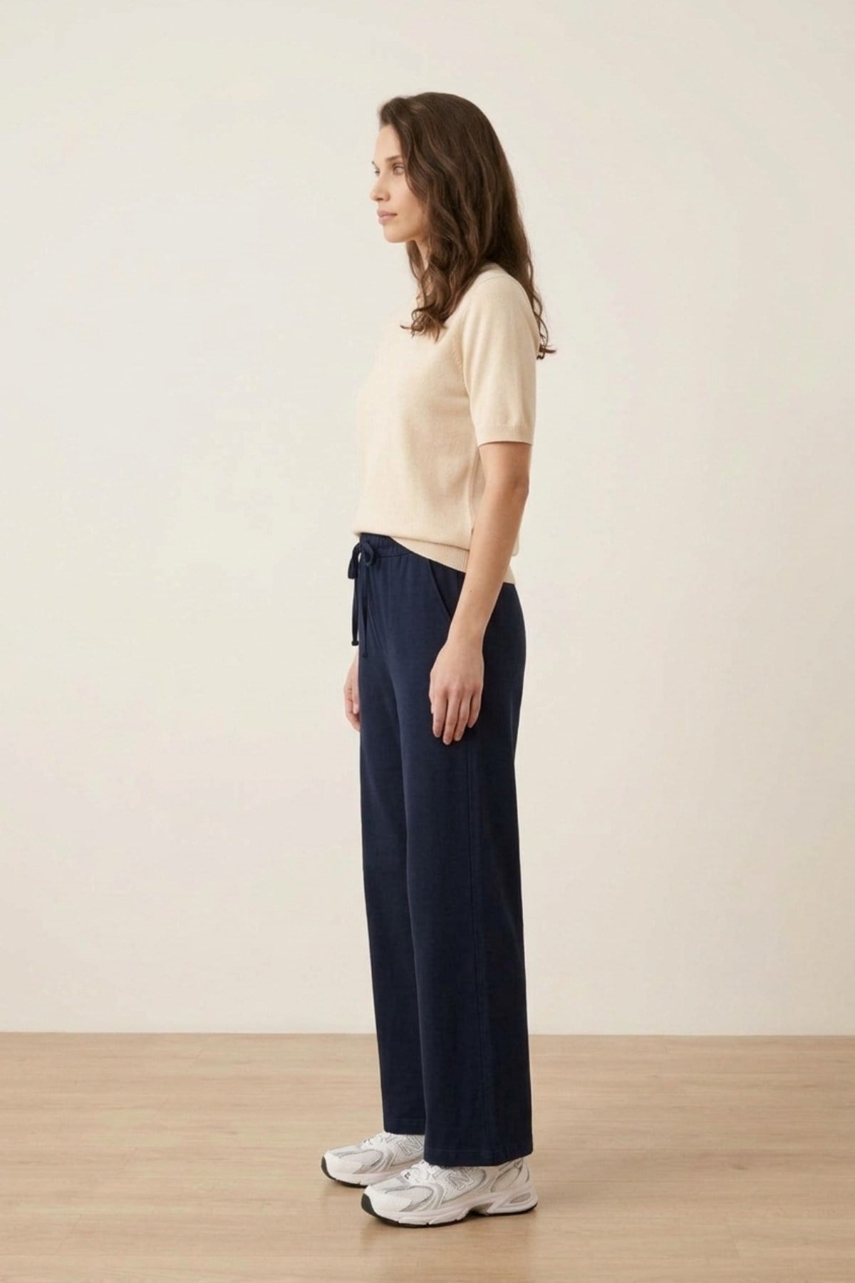 Beli Lastikli Bol Paça İnce Kot Pantolon 2773 Lacivert Pantolon MY MAGAZİN 