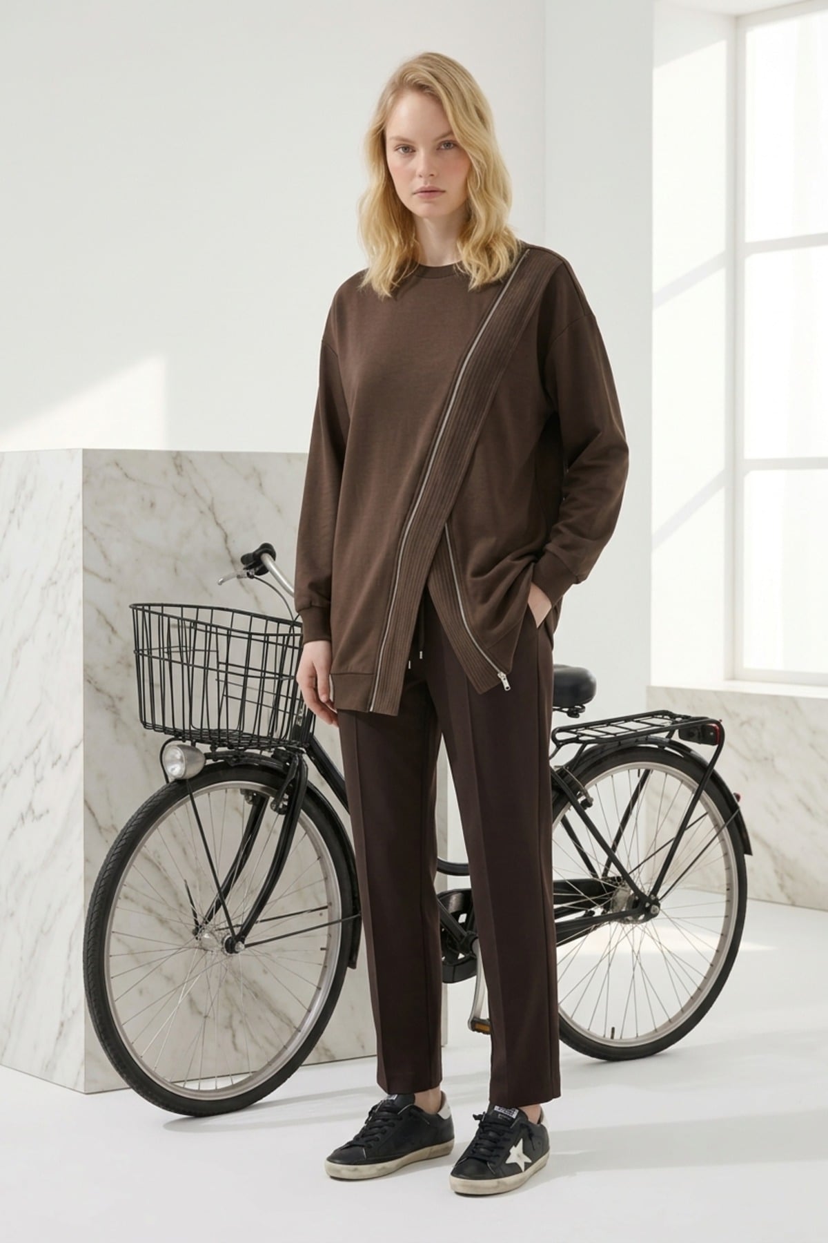 Fermuar Detaylı Tunik 10771 Browni Tunik PUANE 