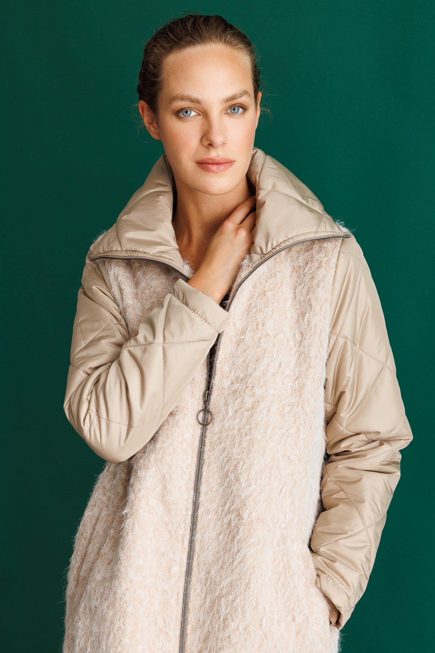 Micca 252585M Angora Doku Kapitone Dolgu Kaban Taş Kaban & Mont MİCCA 