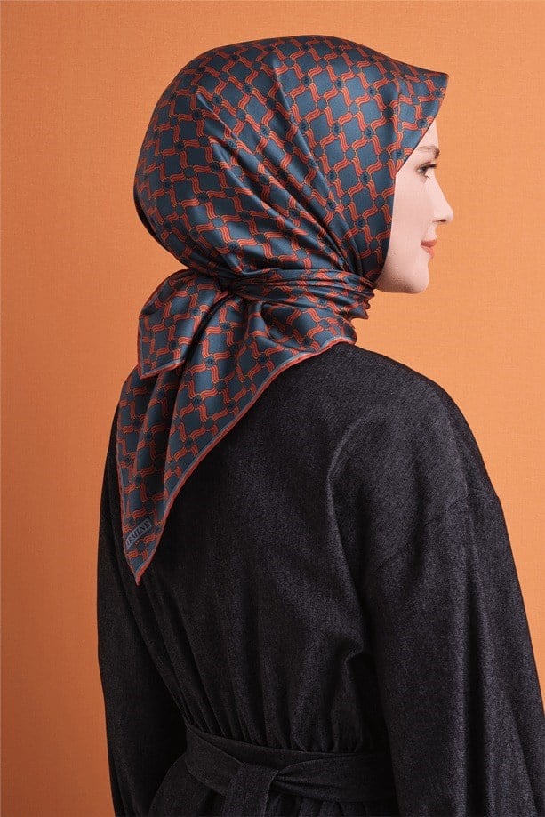Armine Dj Saf Twill İpek Eşarp 9636D (T) - Turuncu Eşarp ARMİNE 