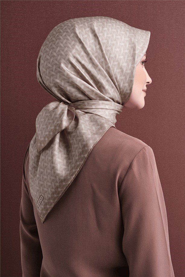 Armine Dj Saf Twill İpek Eşarp 9622D (T) - Bej Eşarp ARMİNE 