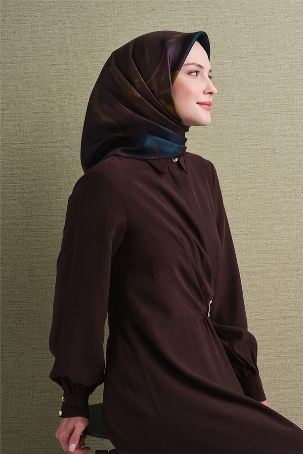 Armine Dj Saf Twill İpek Eşarp 9606D (T) - Yeşil Eşarp ARMİNE 