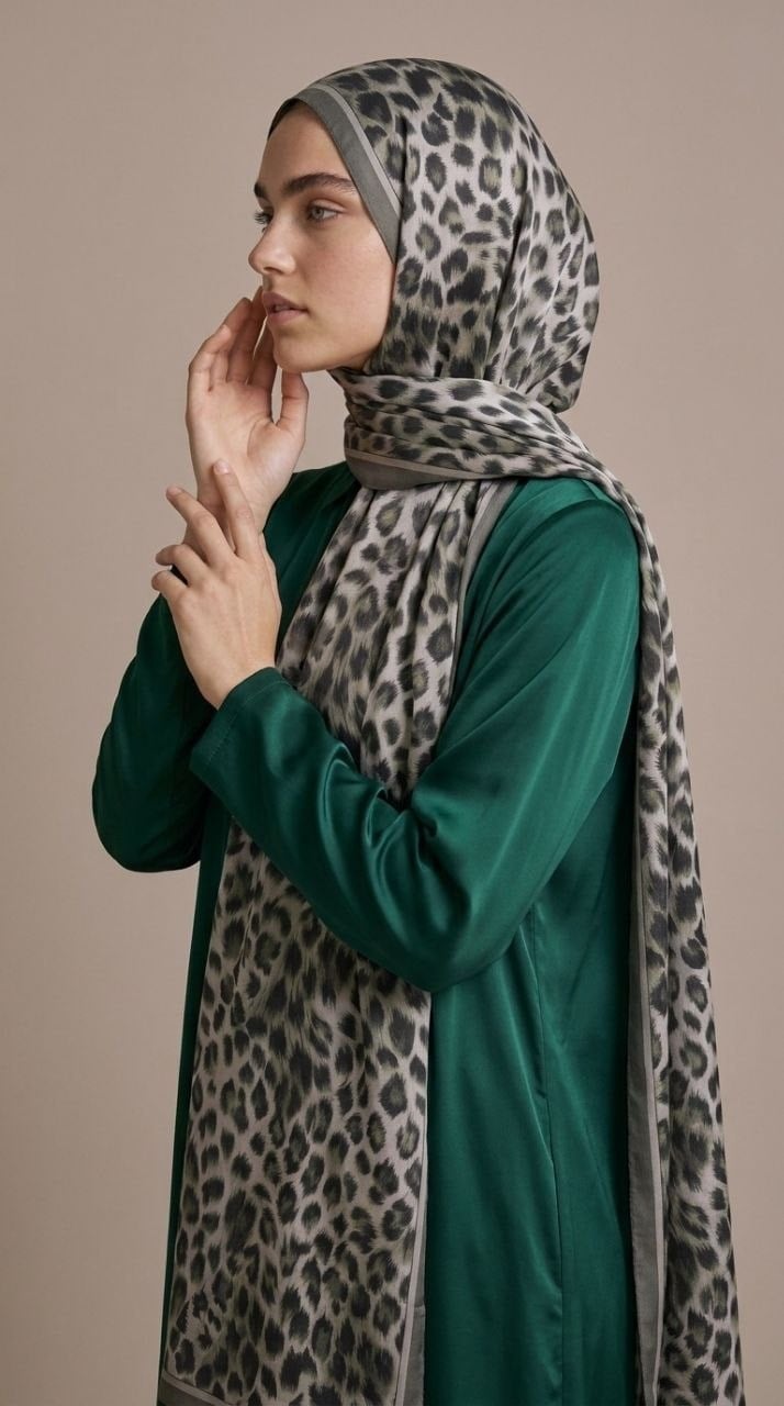 Levidor 39081 Leopar Vella Şal - Yeşil Şal LEVİDOR 