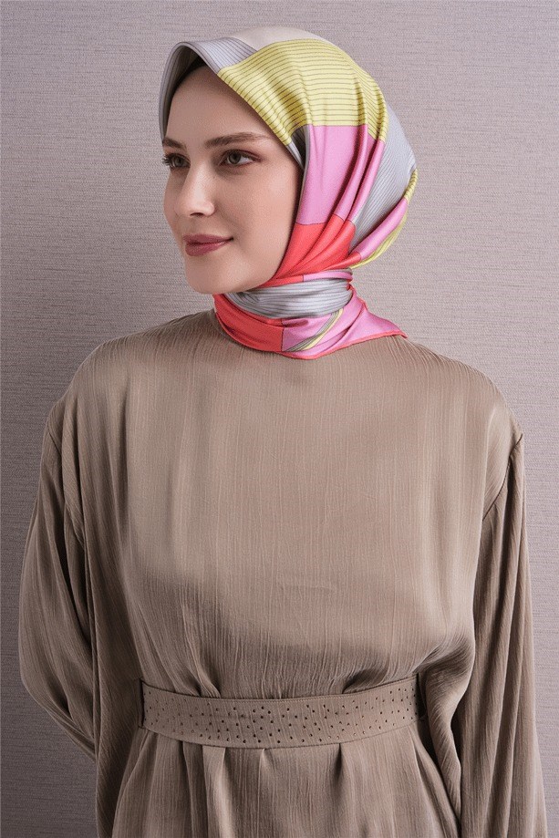 Armine Dj Saf Twill İpek Eşarp 9610D (T) - Pembe Eşarp ARMİNE 