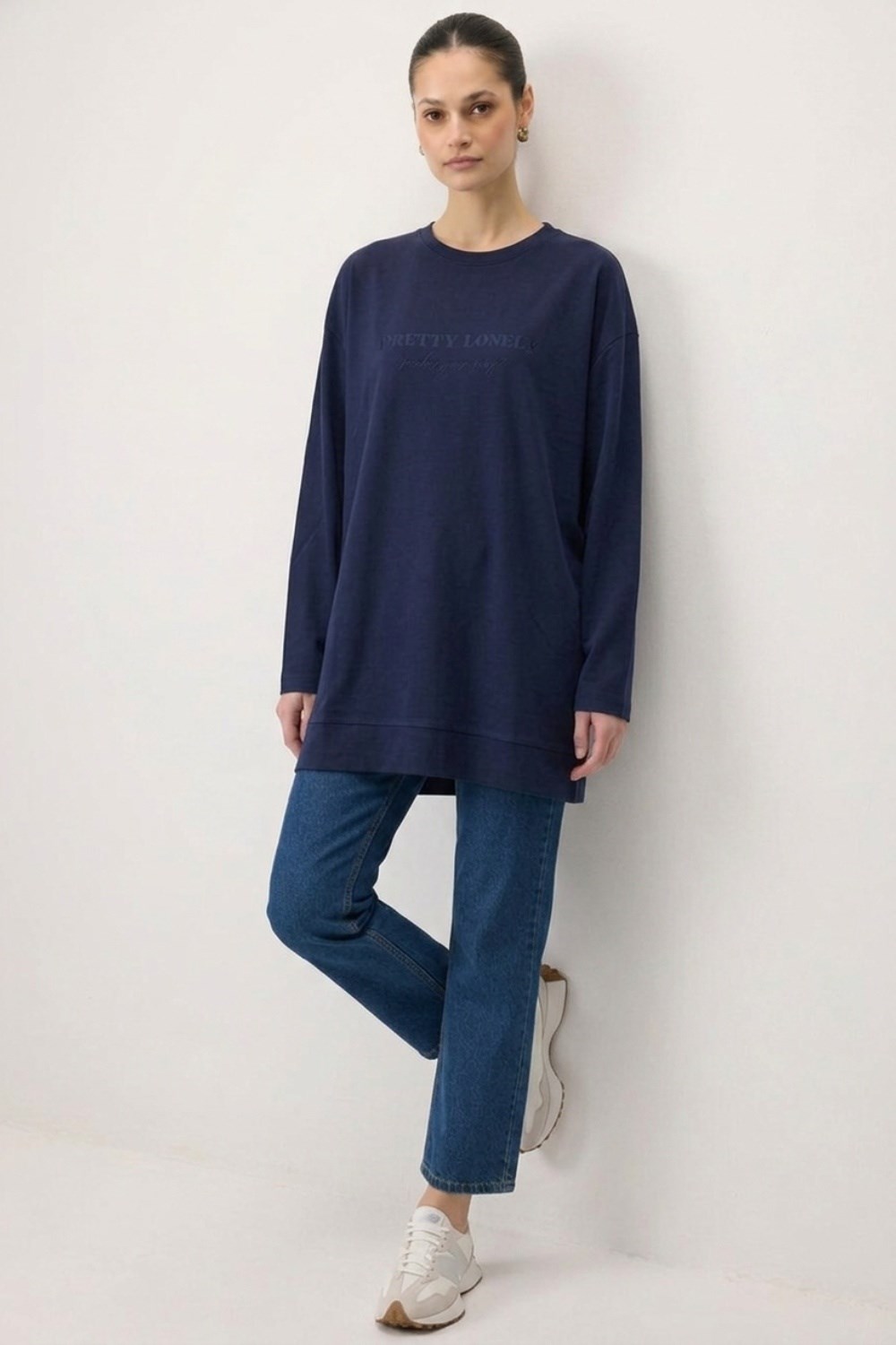 Baskılı Basıc Tunik 0037840 Lacivert Tunik İKOLL 