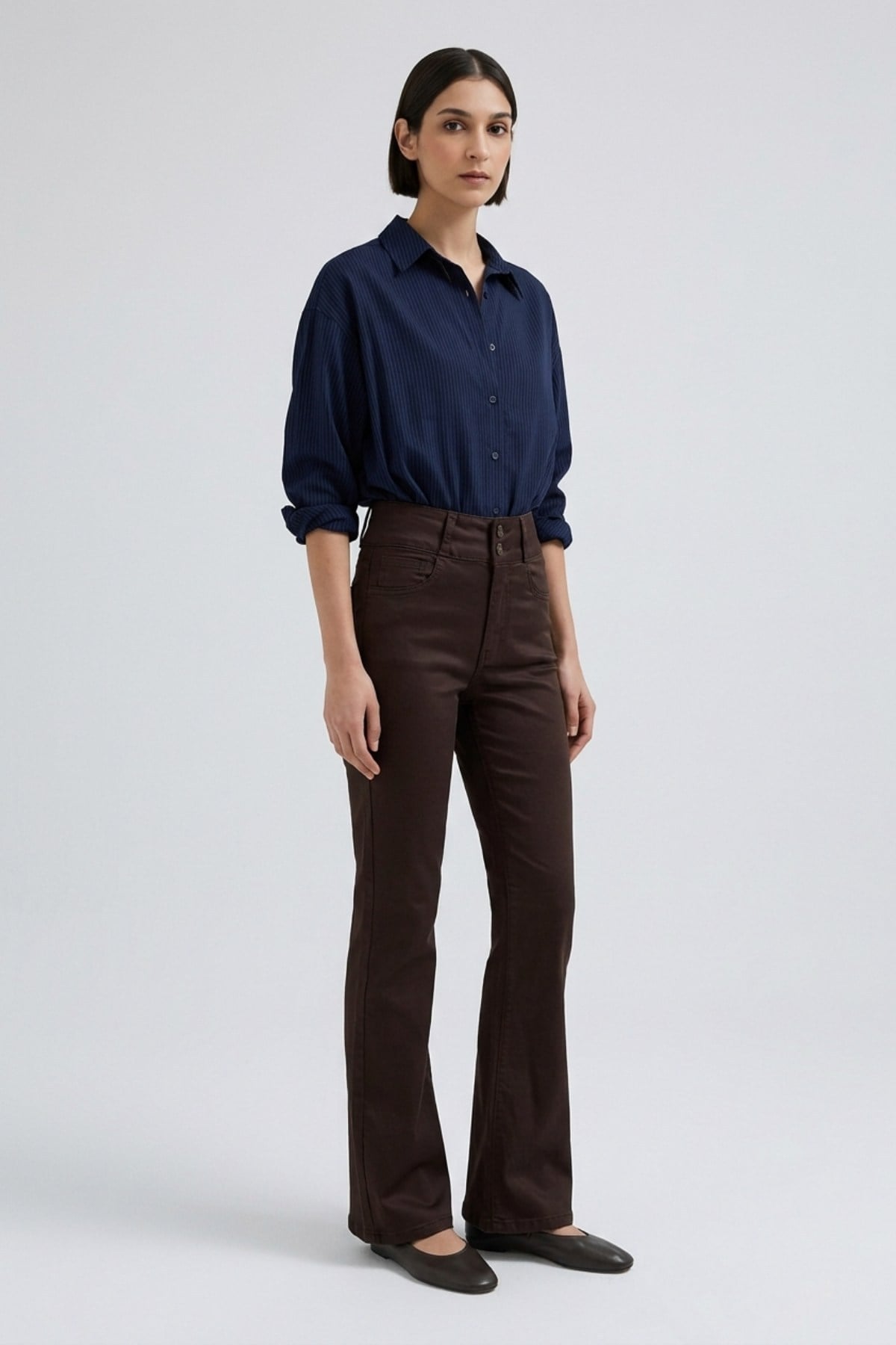 Pensli Geniş Kemerli Kot Pantolon 7151 Kahve Pantolon XLove Jeans 