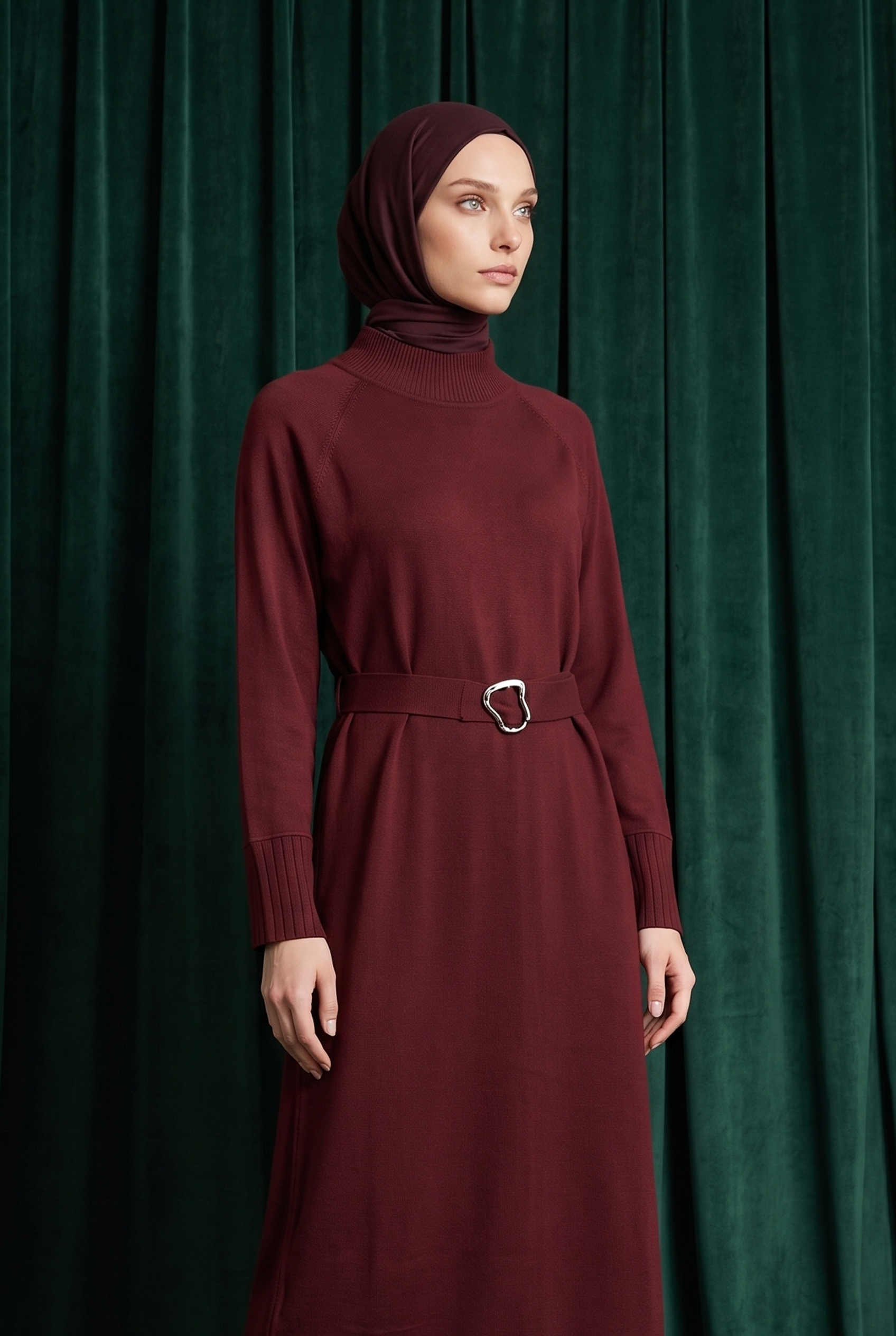 Armine Trend 26KTD911 Kemer Detaylı Elbise Bordo Elbise ARMİNE TREND 