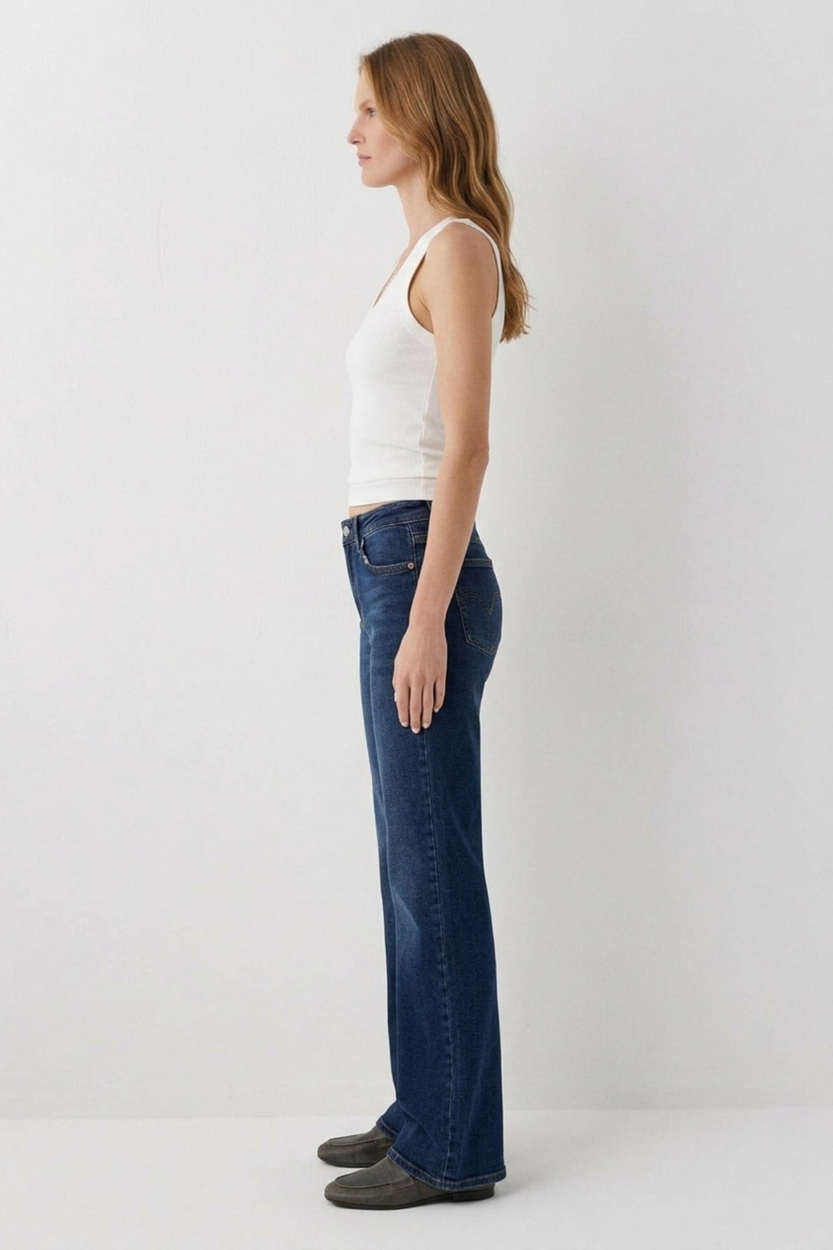 İspanyol Mom Fit Pantolon 1706 Koyu Mavi Kot Pantolon XLove Jeans 