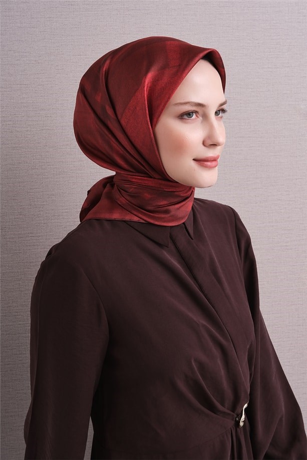 Armine Dj Saf Twill İpek Eşarp 9618D (T) - Bordo Eşarp ARMİNE 