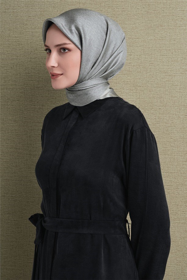 Armine Dj Saf Twill İpek Eşarp 9601D (T) - Siyah Eşarp ARMİNE 