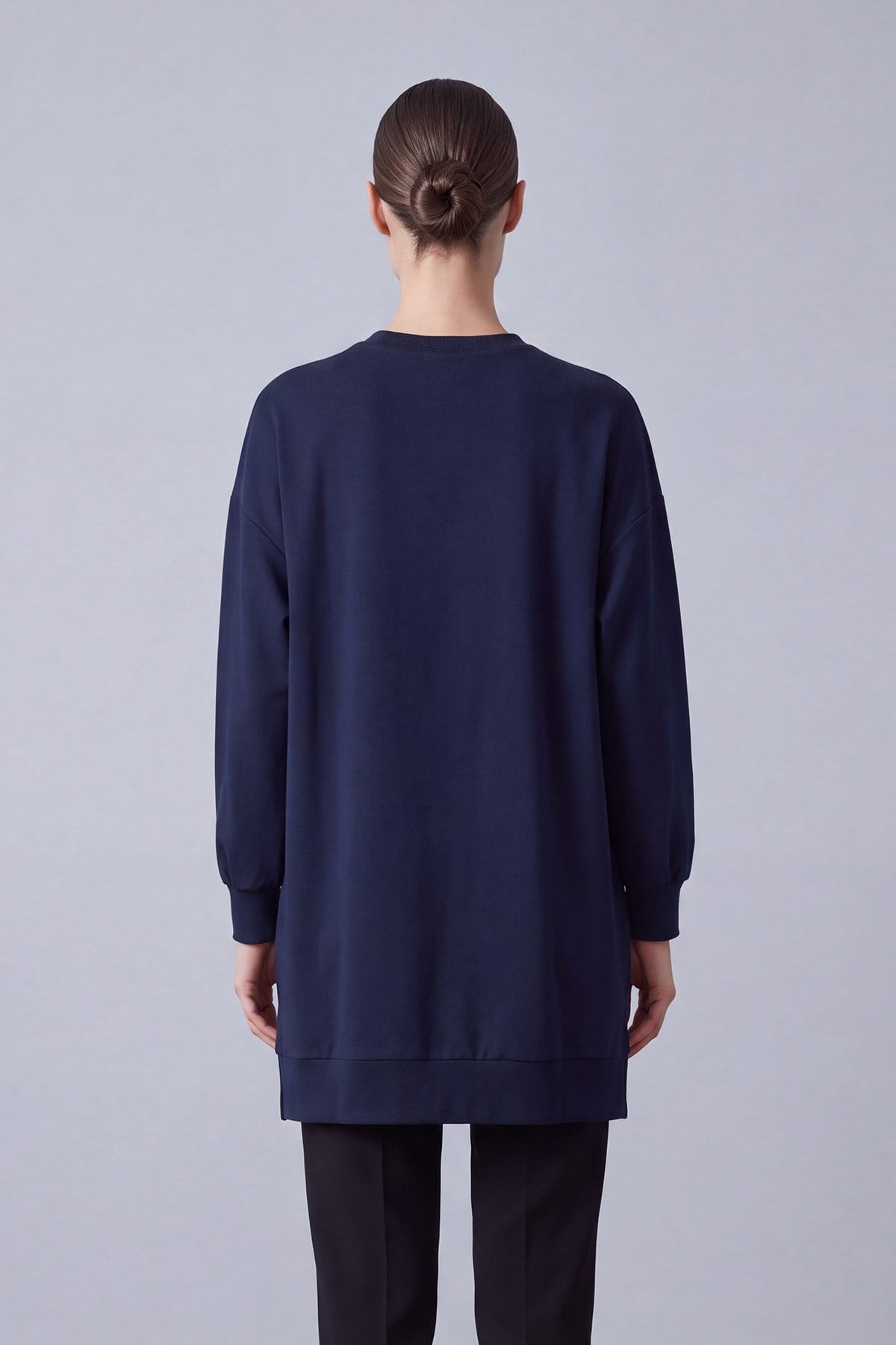 Yan Boncuk Çiçek Detay Tunik 10810 F.Navy Tunik PUANE 