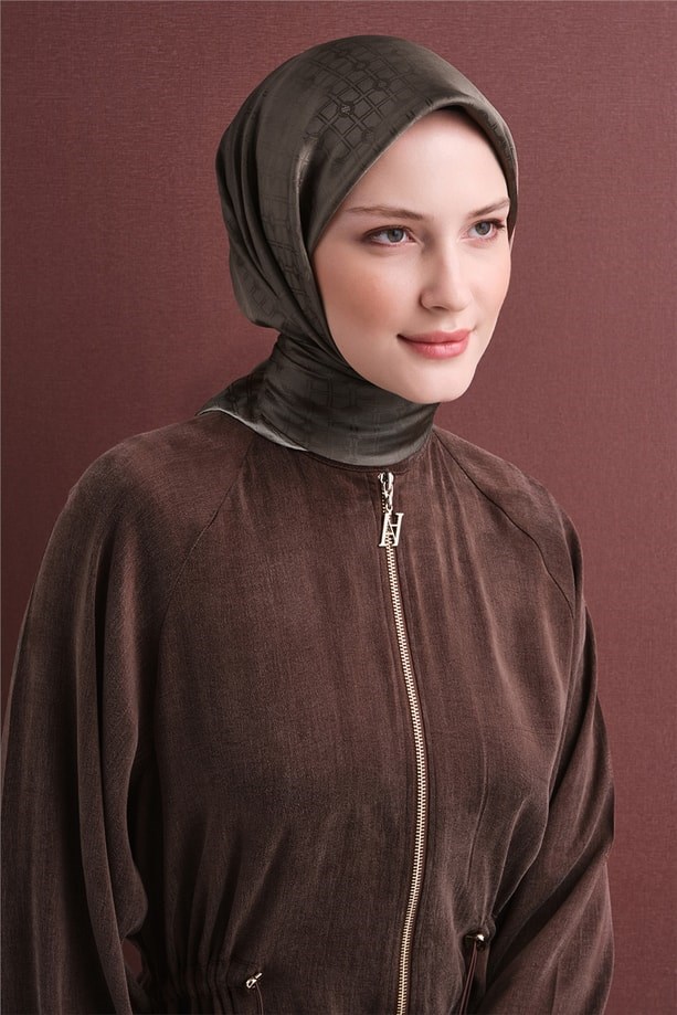 Armine Dj Saf Jakar İpek Eşarp 9647D (J) - Vizon Eşarp ARMİNE 