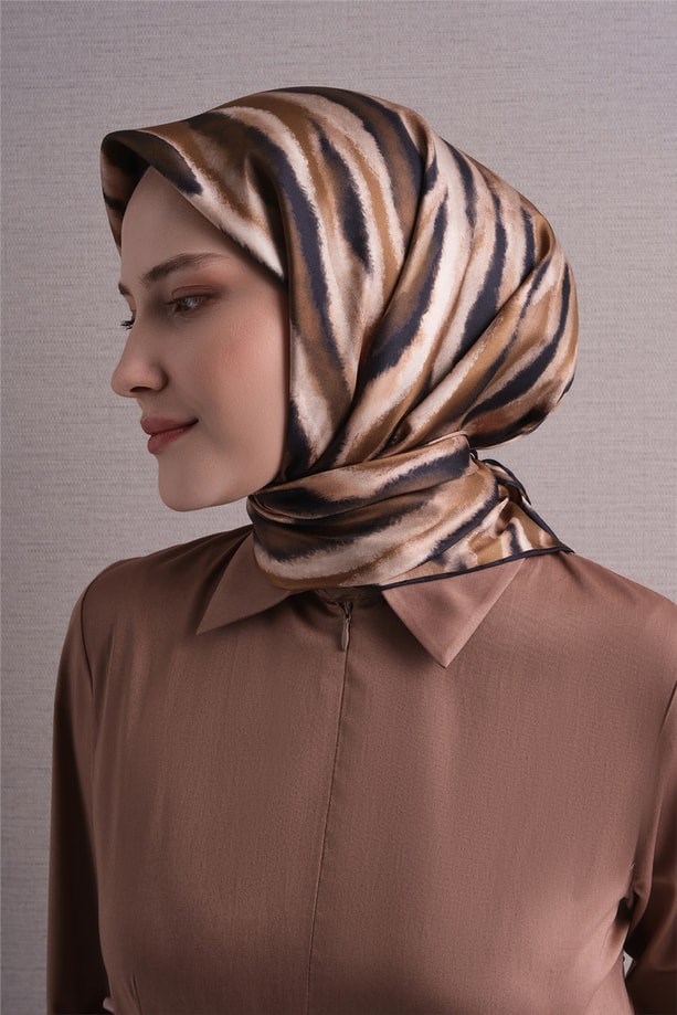 Armine Dj Saf Twill İpek Eşarp 9629D (T) - Gold Eşarp ARMİNE 