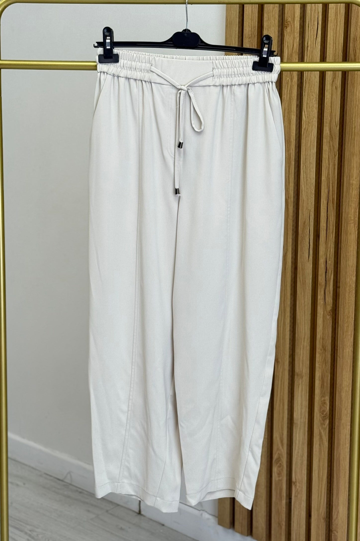 Sentez 5618 Elegance Beli Lastikli Pantolon - Taş Pantolon SENTEZ 