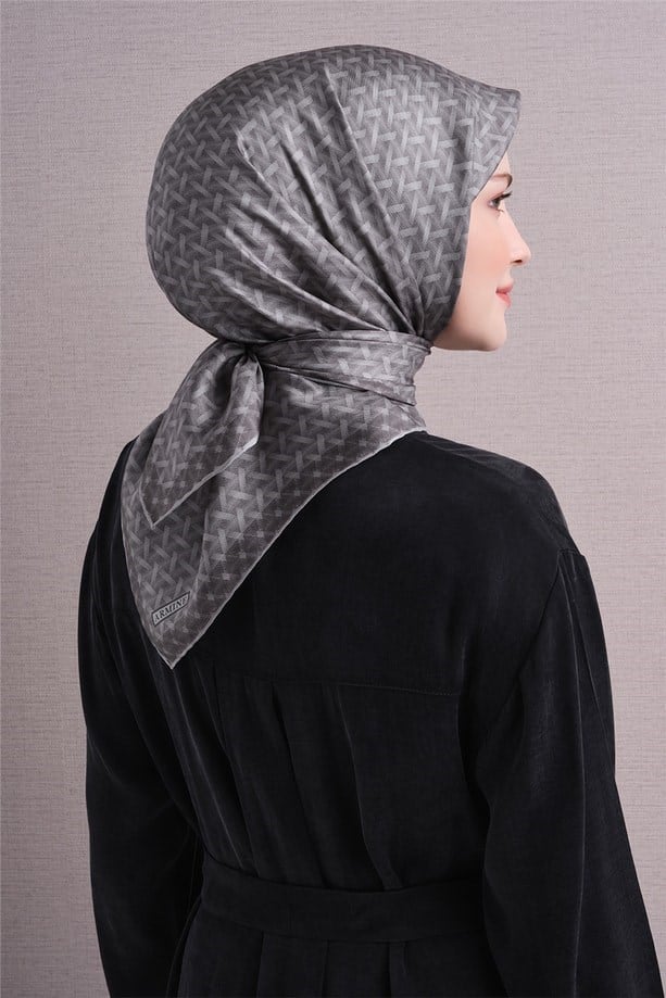 Armine Dj Saf Twill İpek Eşarp 9622D (T) - Füme Eşarp ARMİNE 