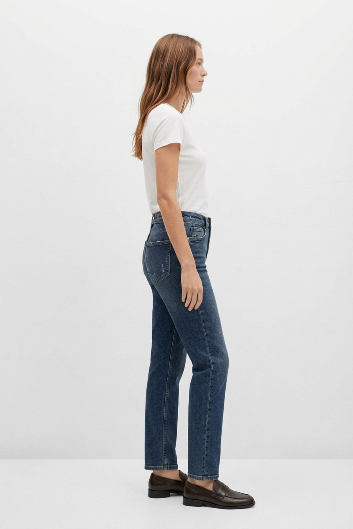 Dikişsiz Paça Mom Fit Kot Pantolon 764 Koyu Mavi Kot Pantolon XLove Jeans 