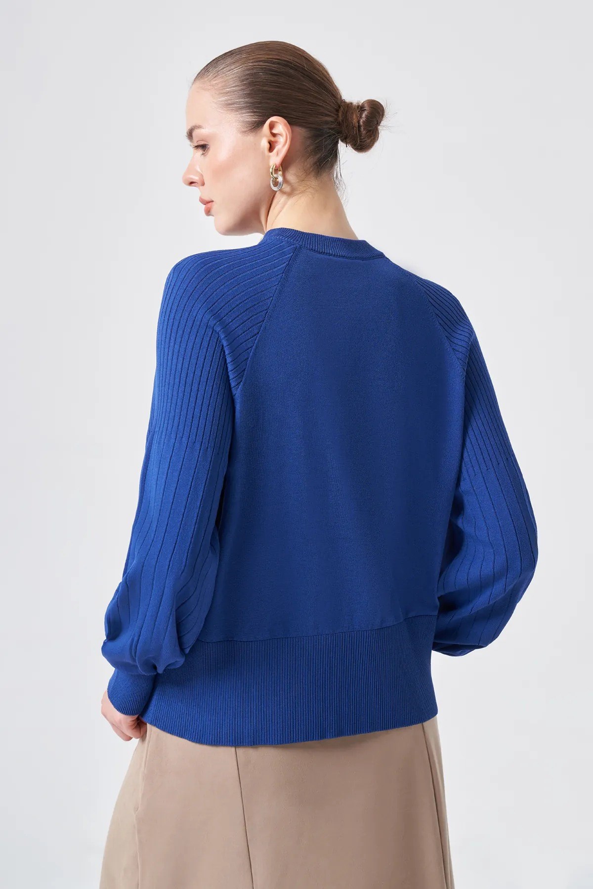 Nuss 205 Omuz Fermuar Detay Bluz Saks Tunik NUSS 