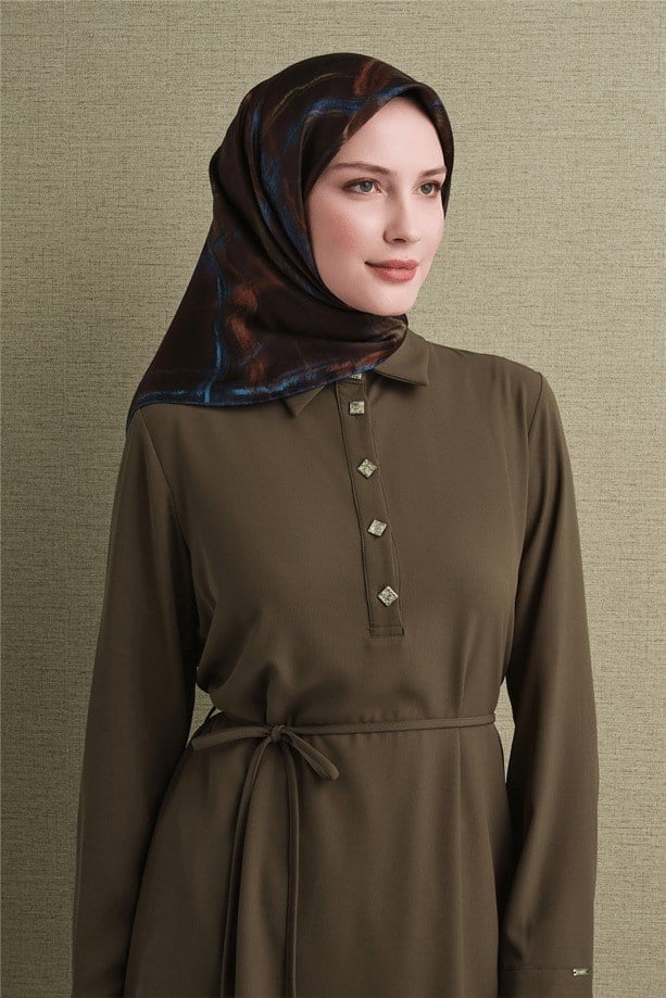 Armine Dj Saf Twill İpek Eşarp 9602D (T) - İndigo Eşarp ARMİNE 