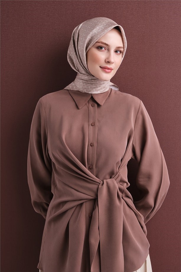 Armine Dj Saf Twill İpek Eşarp 9622D (T) - Bej Eşarp ARMİNE 