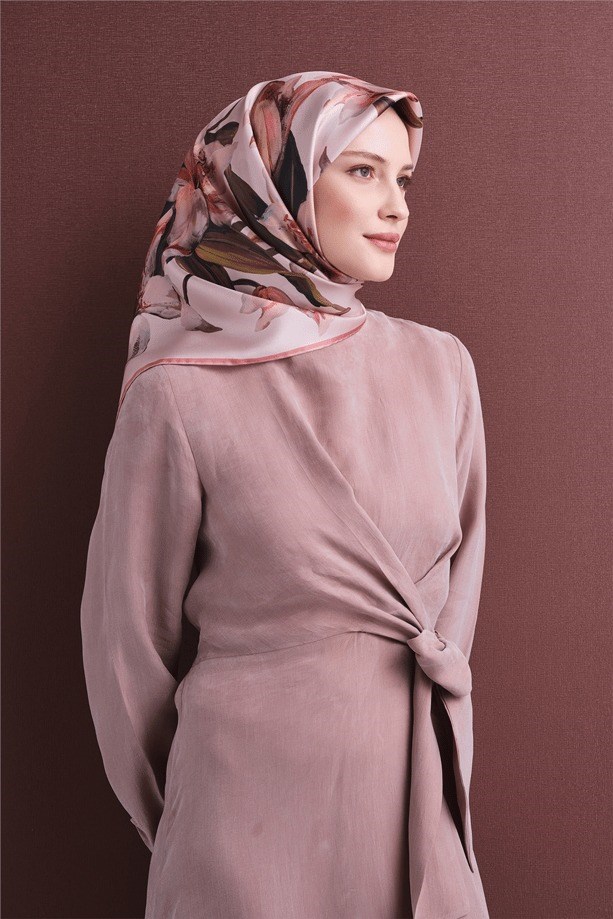 Armine Dj Saf Twill İpek Eşarp 9620D (T) - Pembe Eşarp ARMİNE 