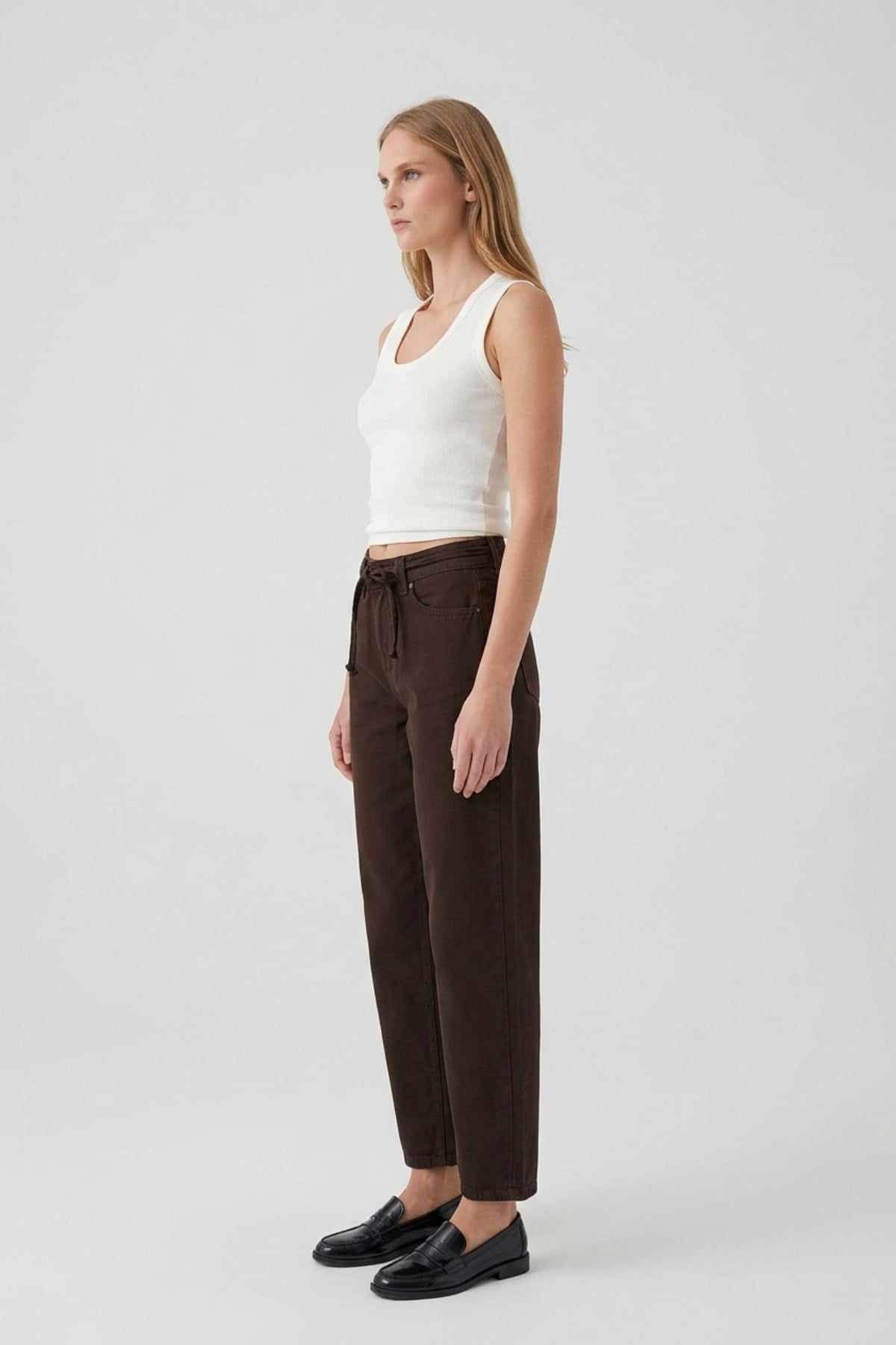 Likrasız Mom Kot Pantolon 7057 Kahve Pantolon XLove Jeans 