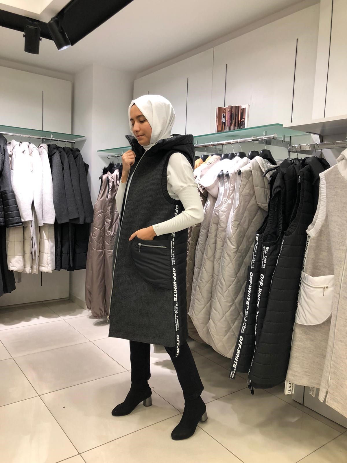 ESKİEski 4021 Arka Şişme Ön Triko Detay Yelek - Siyah
