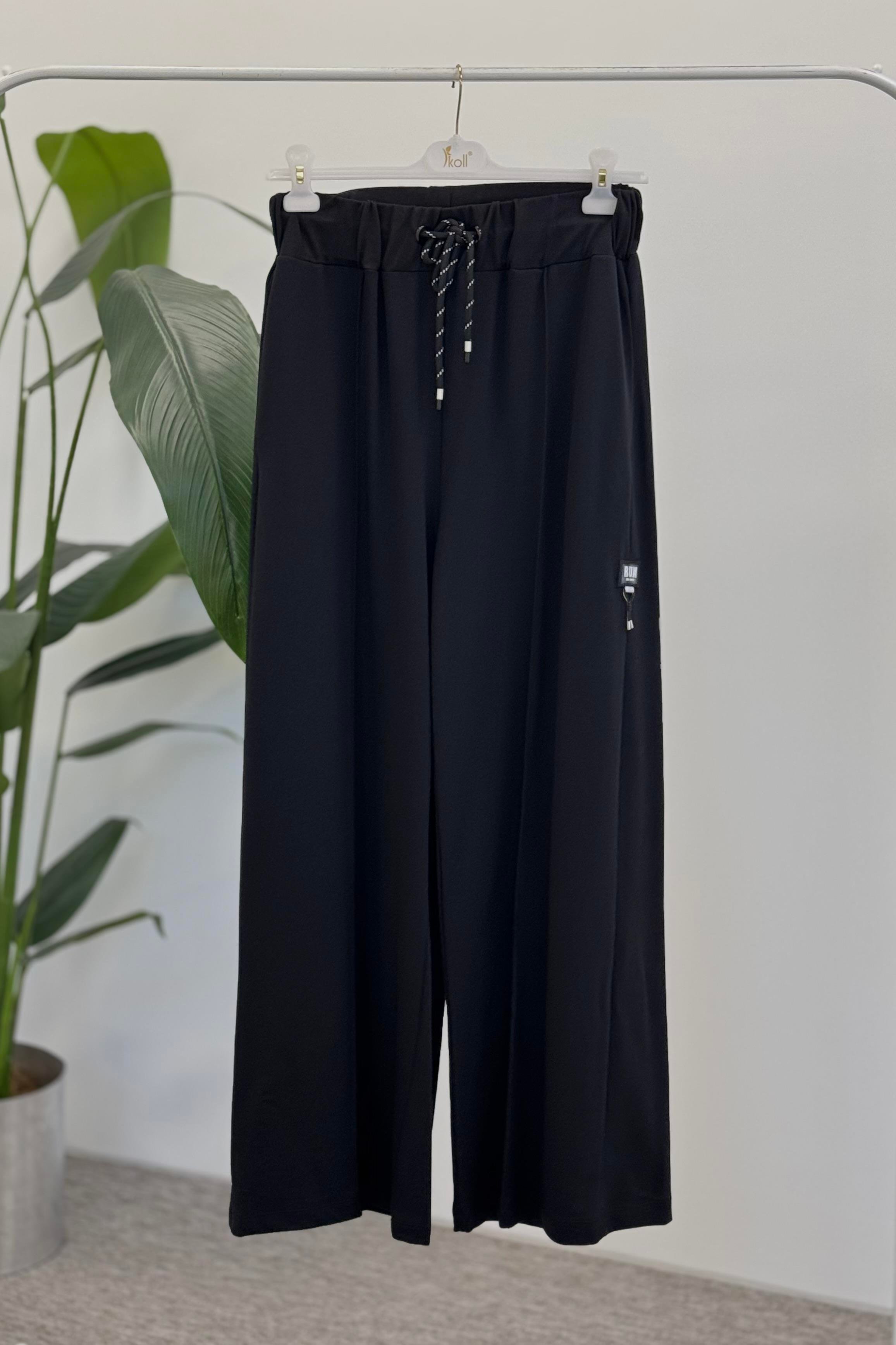 İKOLL Etiketli Bol Paça Pantolon 30747 - Siyah Etiketli Bol Paça Pantolon 30747 - Siyah- Bilen Giyim Pantolon 