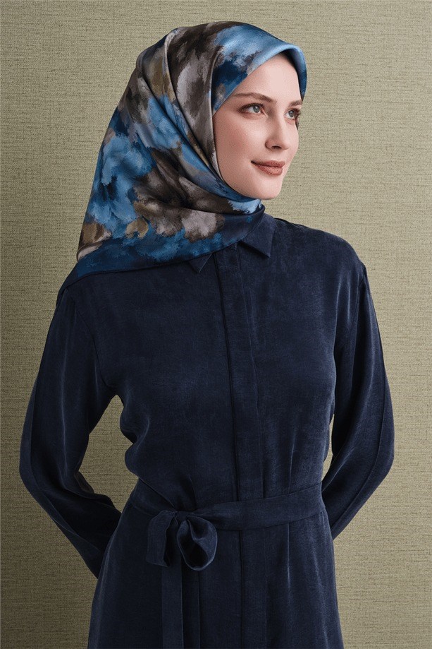 Armine Dj Saf Twill İpek Eşarp 9613D (T) - Lacivert Eşarp ARMİNE 