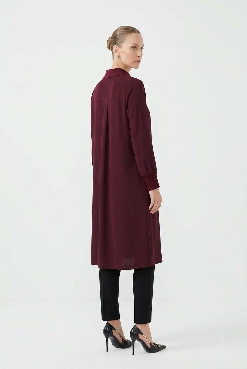 Fuat Gürşen 6930 Yusufçuk Taş Detaylı Tunik Mürdüm Tunik FUAT GÜRŞEN 