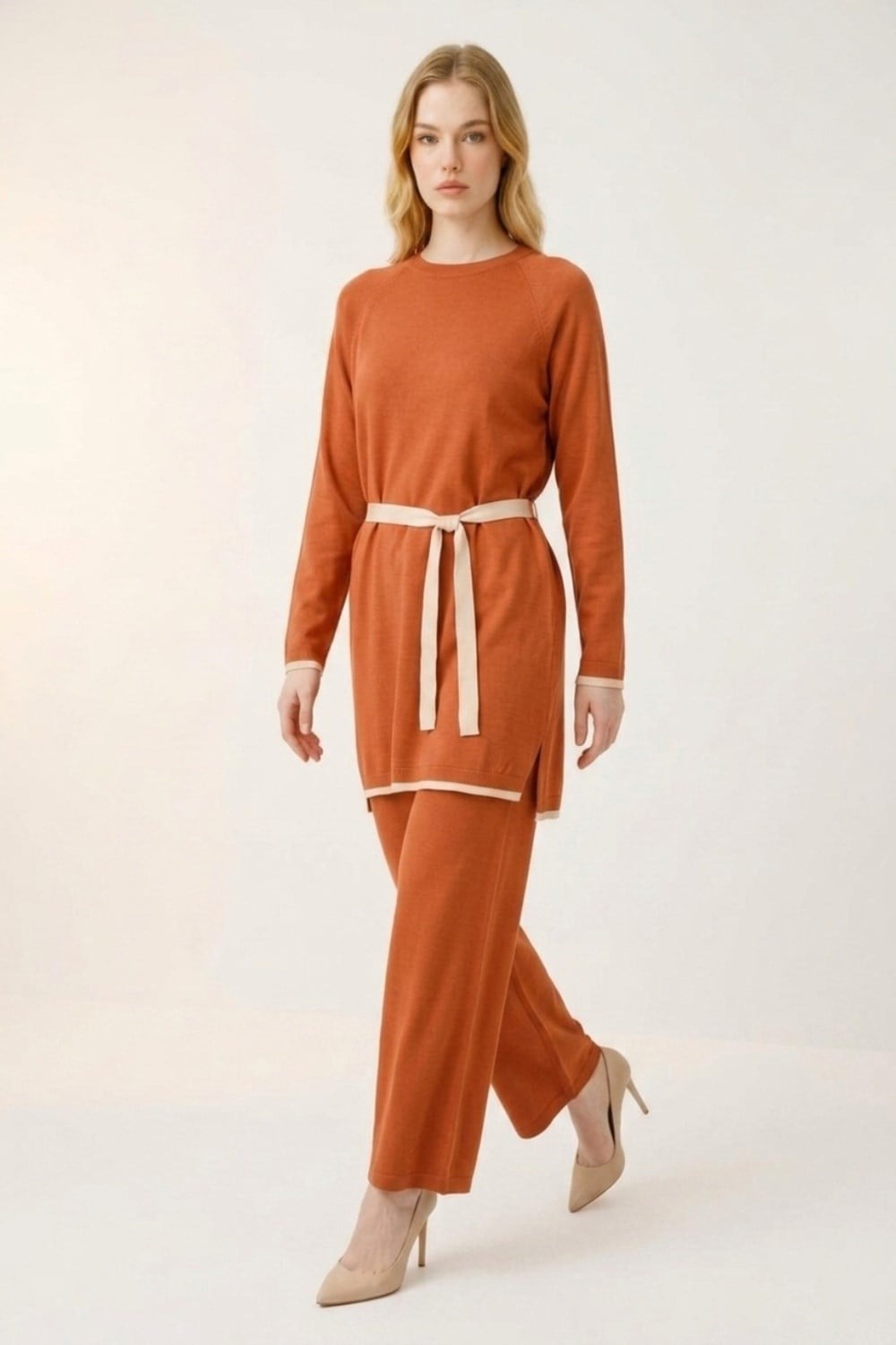 Armine Trend 26KAD602 Ön Renk Geçişli Pantolonlu Takım Şeftali Takım ARMİNE TREND 