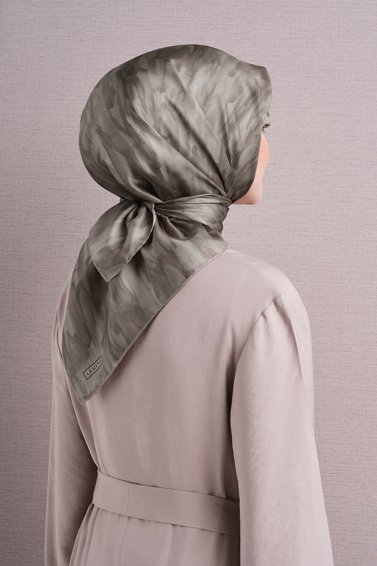 Armine Dj Saf Twill İpek Eşarp 9630D (T) - Gri Eşarp ARMİNE 