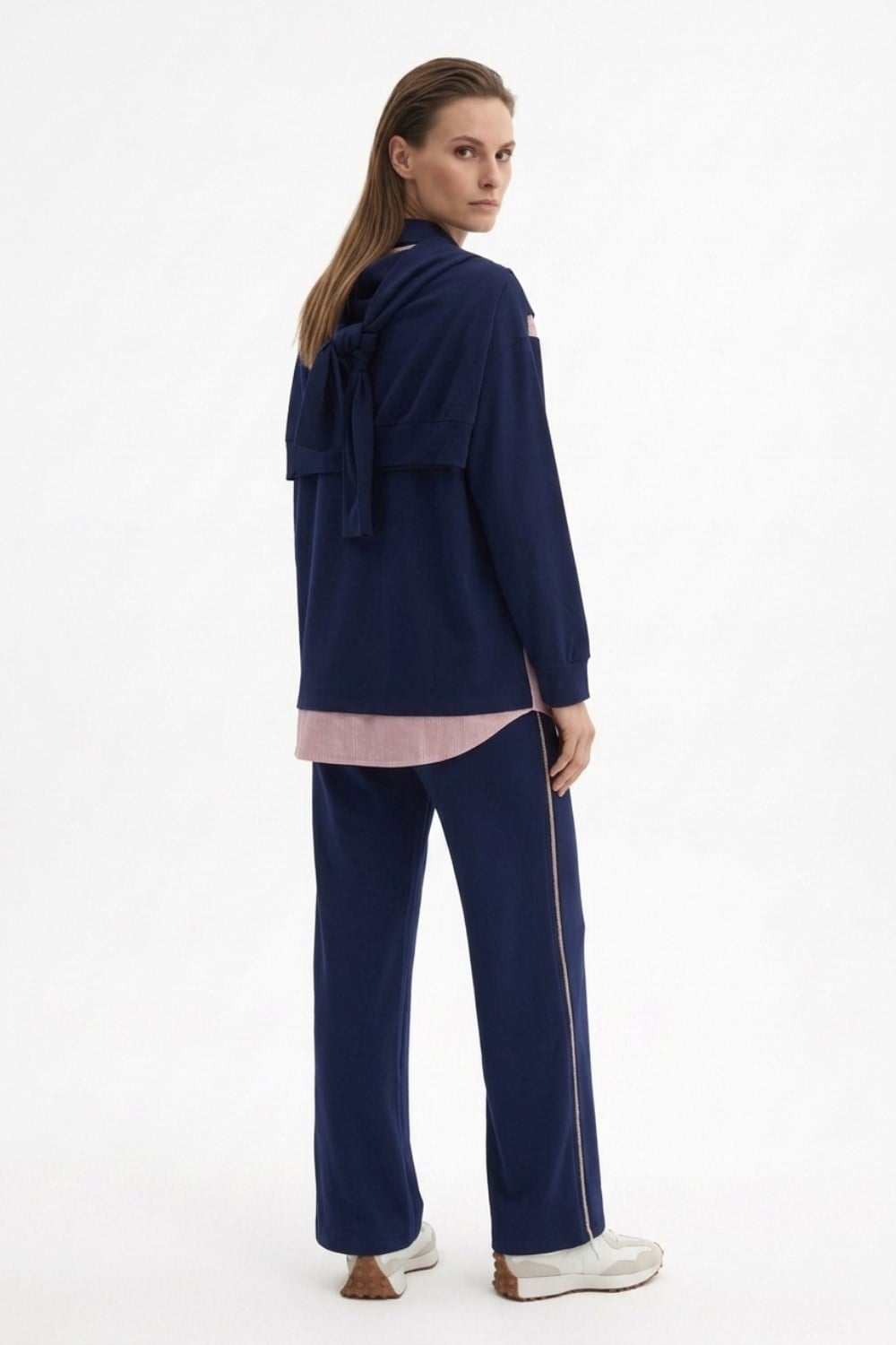 Omuzdan Bağlamalı Garnili Takım 3503 Koyu Lacivert Takım Ekrutex 