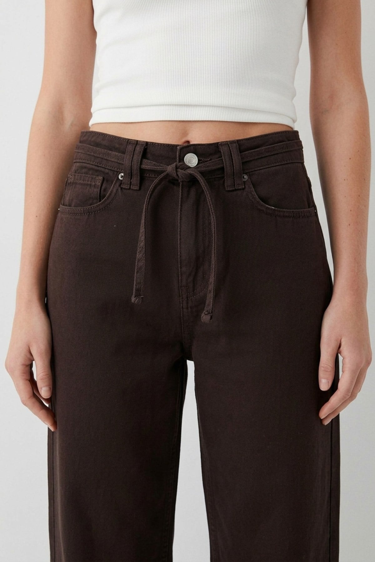 Likrasız Mom Kot Pantolon 7057 Kahve Pantolon XLove Jeans 