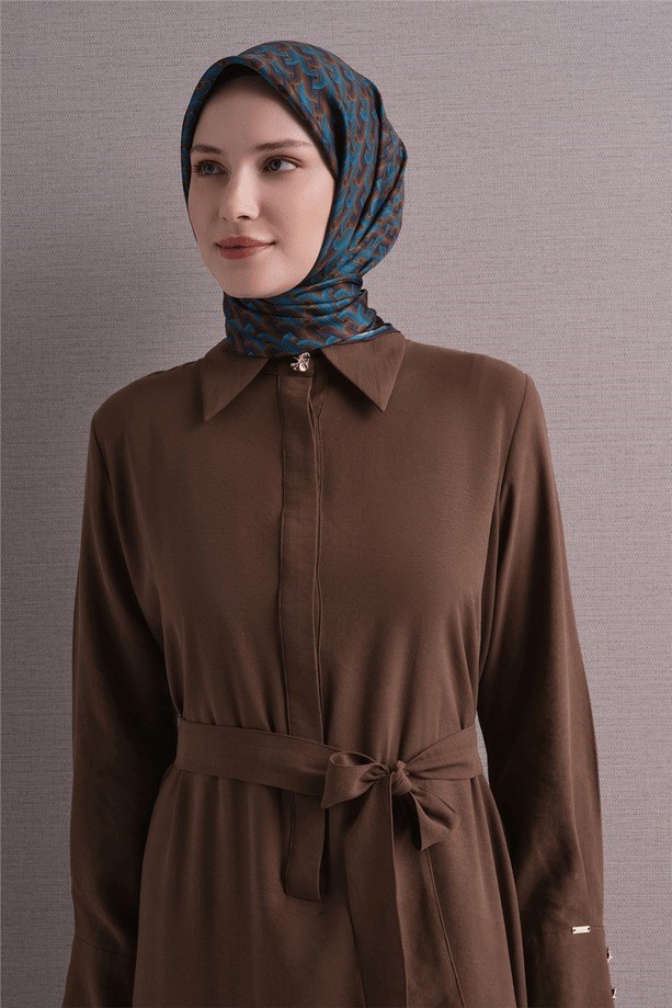 Armine Dj Saf Twill İpek Eşarp 9604D (T) - Mavi Eşarp ARMİNE 