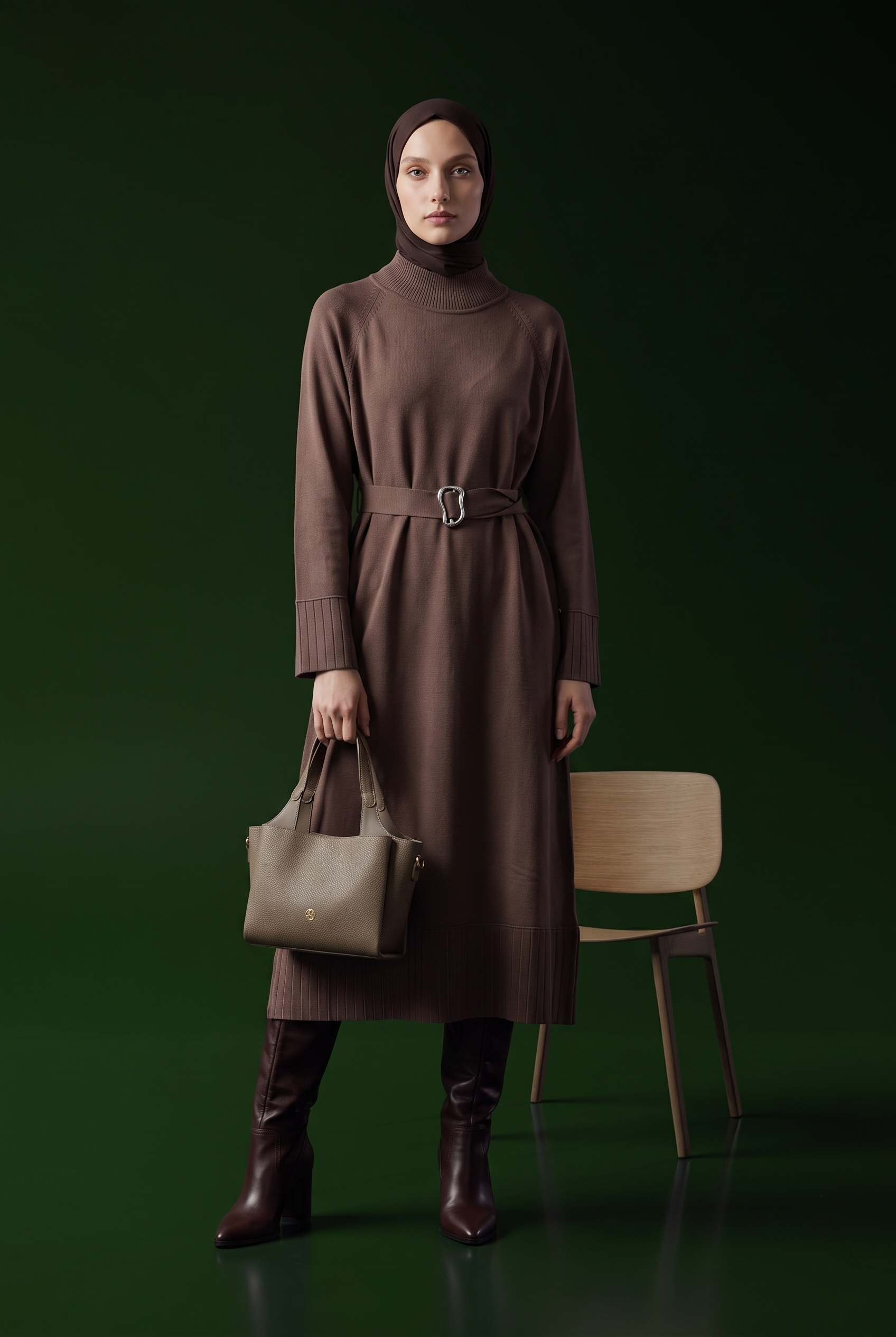 Armine Trend 26KTD911 Kemer Detaylı Elbise Mocha Elbise ARMİNE TREND 