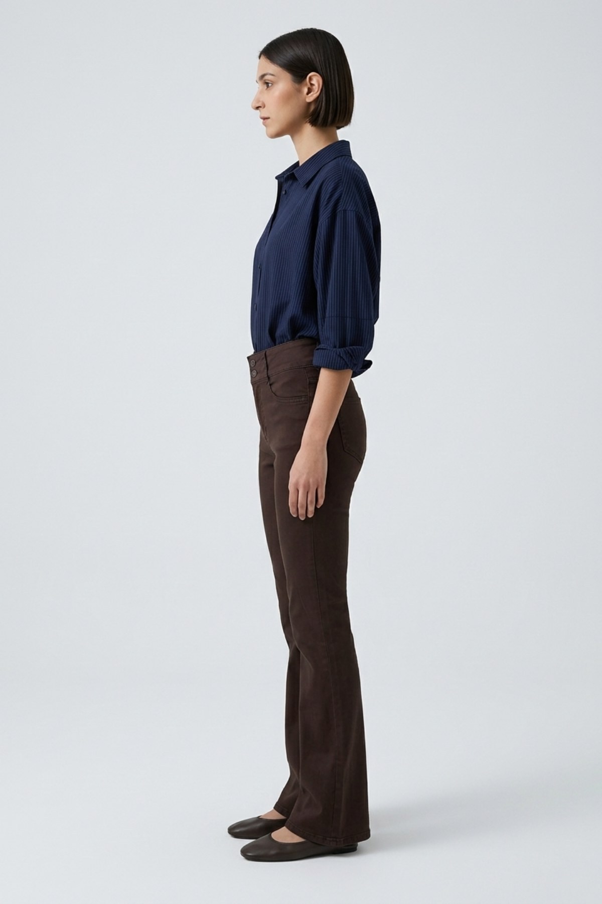Pensli Geniş Kemerli Kot Pantolon 7151 Kahve Pantolon XLove Jeans 