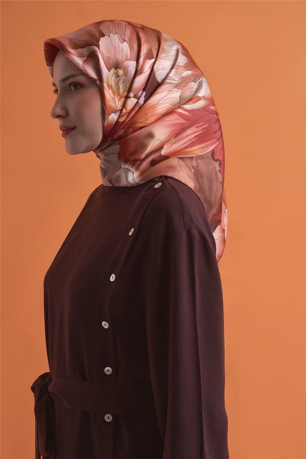 Armine Dj Saf Twill İpek Eşarp 9627D (T) - Kakao Eşarp ARMİNE 