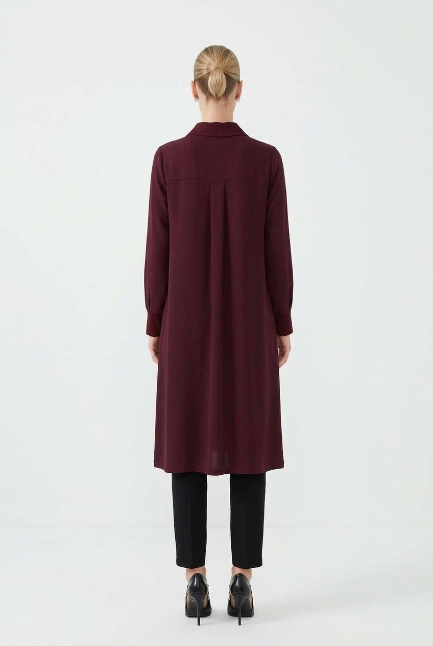 Fuat Gürşen 6930 Yusufçuk Taş Detaylı Tunik Mürdüm Tunik FUAT GÜRŞEN 
