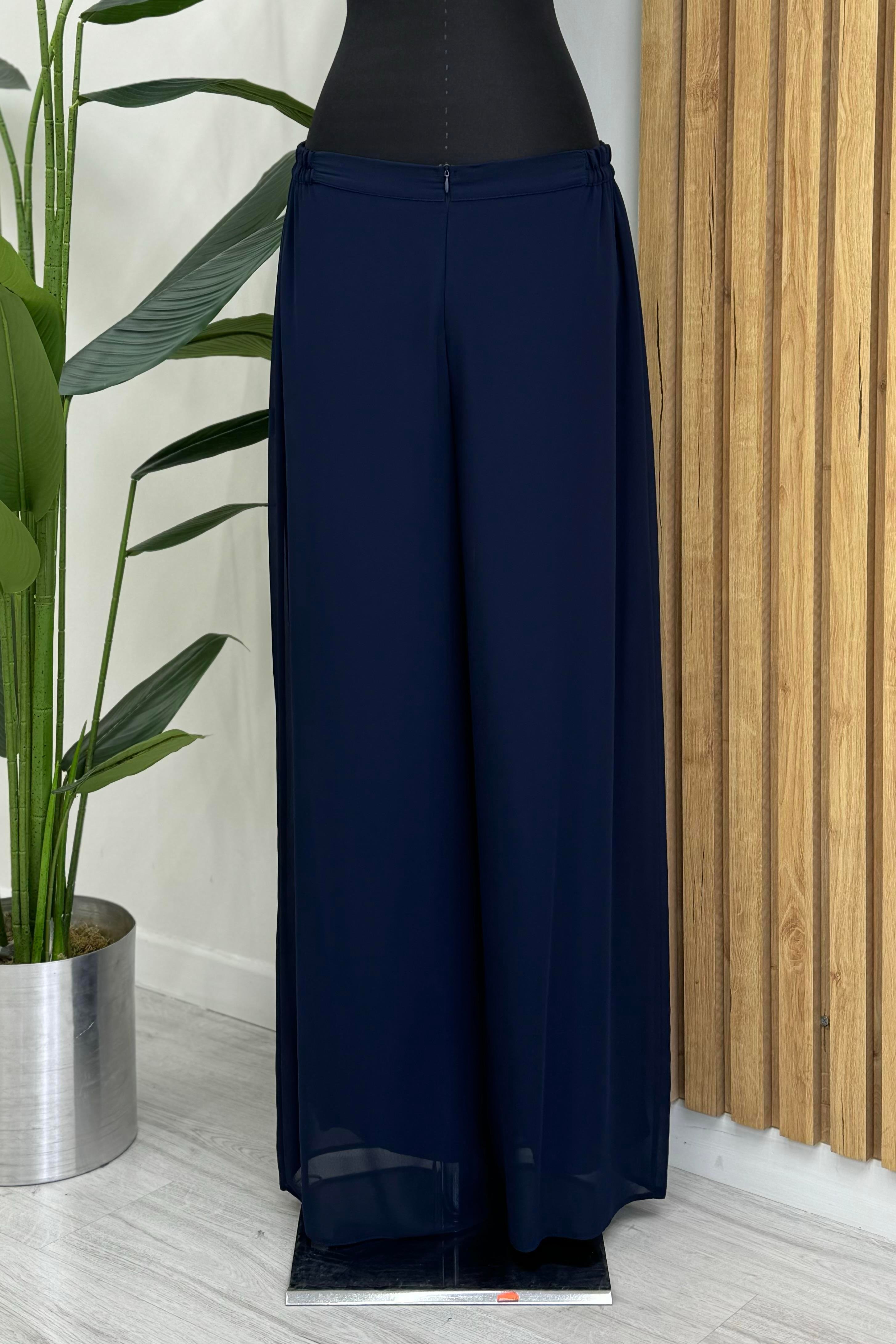 FUAT GÜRŞEN Fuat Gürşen 1403 Şifon Pantolon - Lacivert  Pantolon