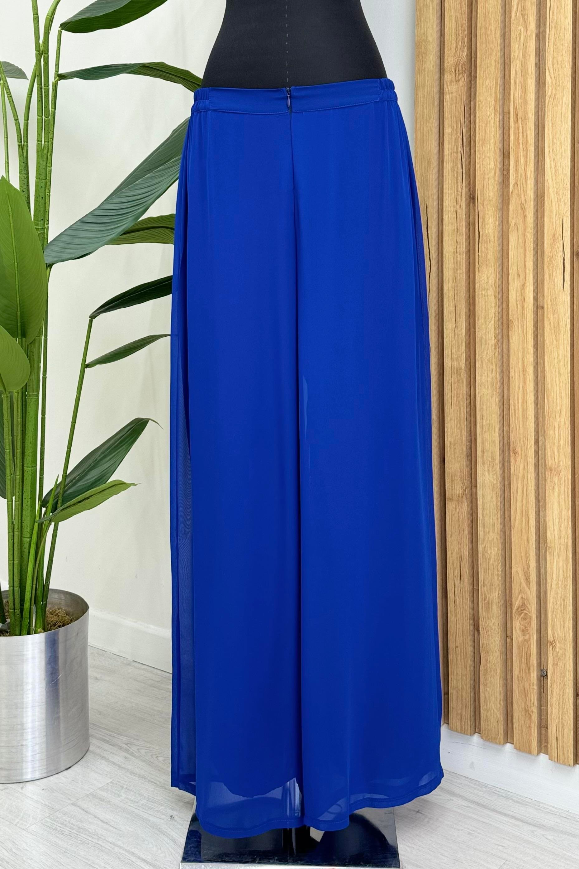 FUAT GÜRŞEN Fuat Gürşen 1403 Şifon Pantolon - Saks  Pantolon