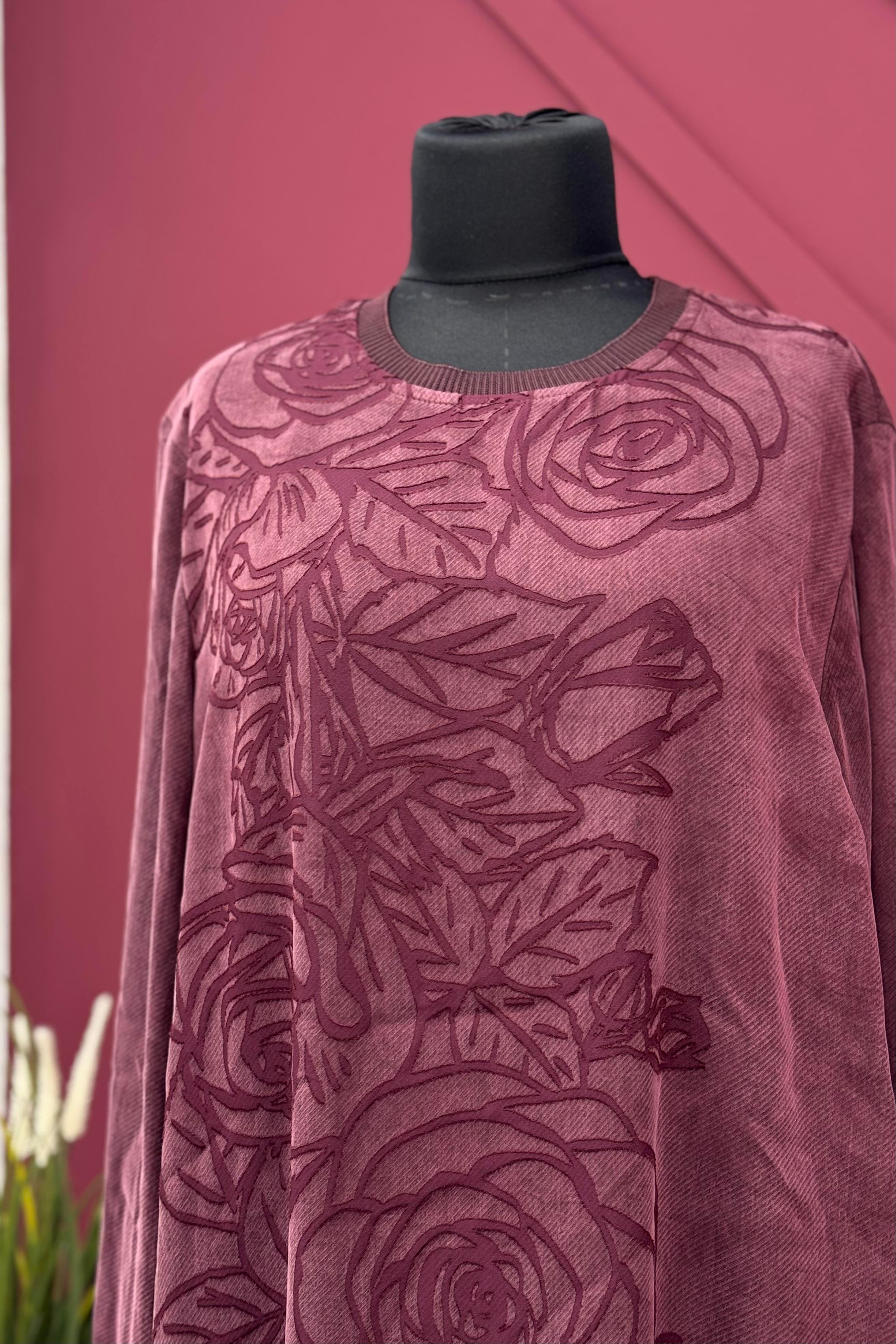 FUAT GÜRŞEN Fuat Gürşen 2317 Jakar Baskılı Tunik - Bordo  Tunik 