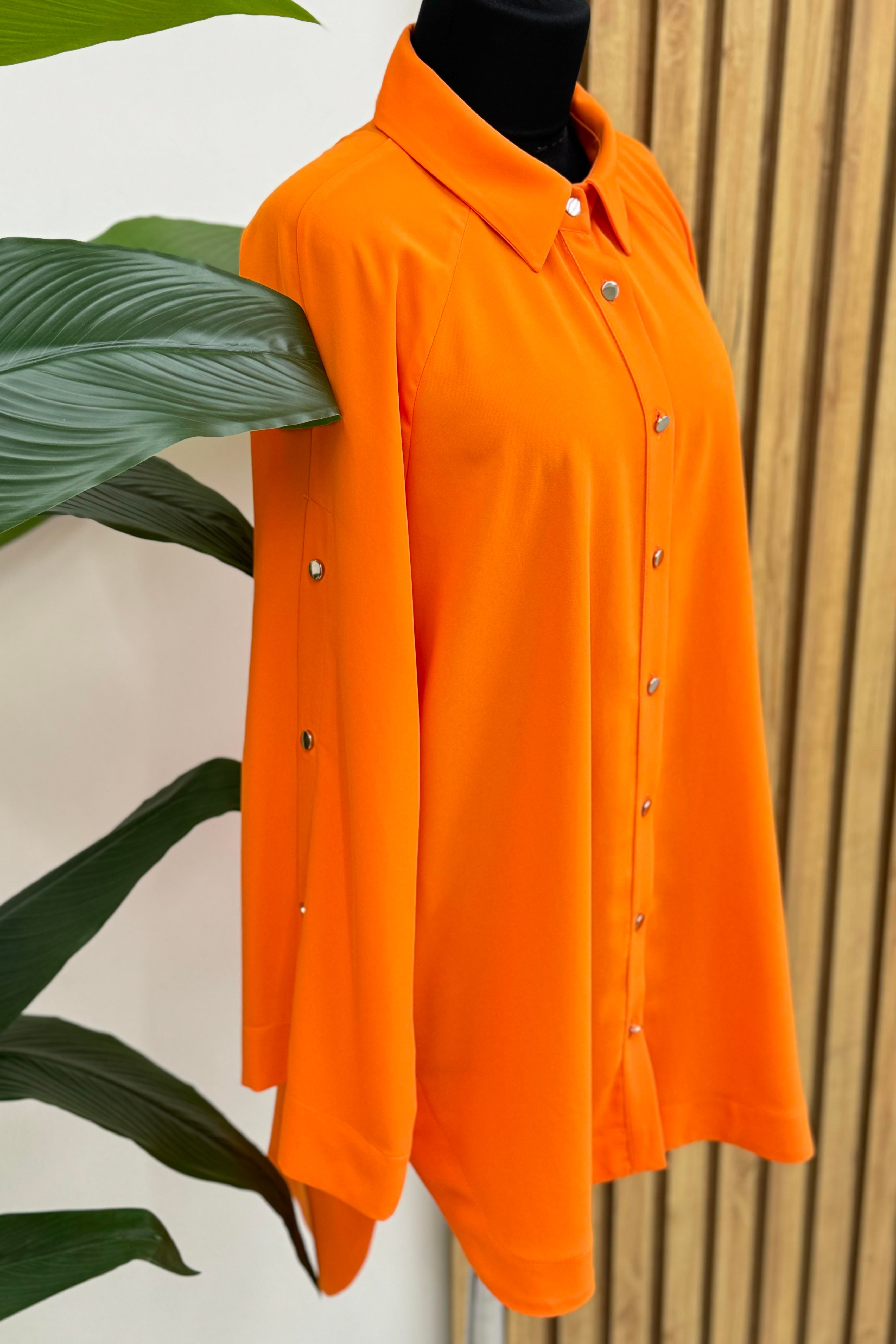 GHİSA Ghisa 4431 Reglan Kol Düğme Detaylı Tunik - Oranj  Tunik