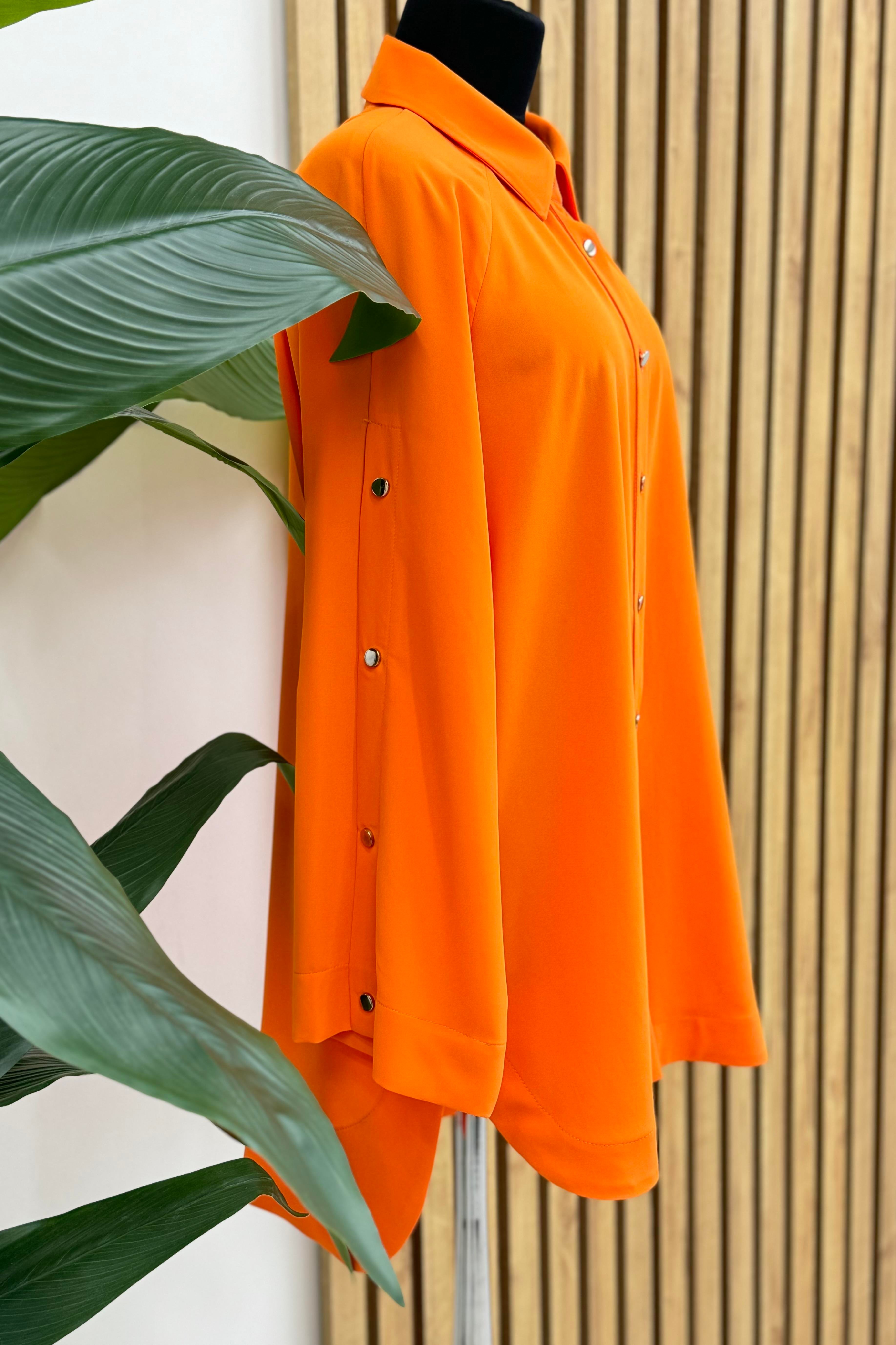 GHİSA Ghisa 4431 Reglan Kol Düğme Detaylı Tunik - Oranj  Tunik